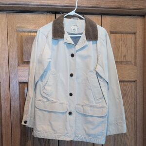 L.L.Bean Beige Jacket with Brown Collar
